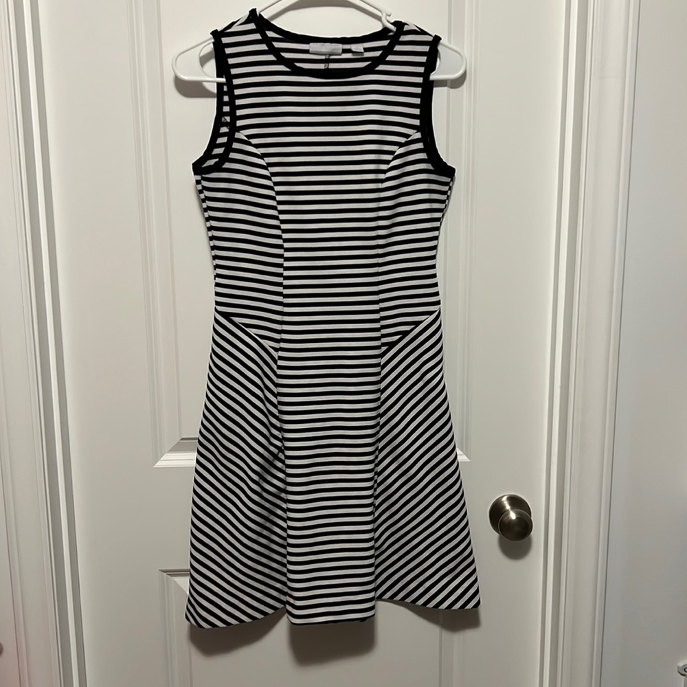 New York And Company XS Black and White Stripe Mini Dress